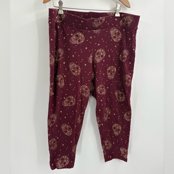 Torrid Gold Foil Star Sugar Skull Zinfandel Crop Leggings size 2x - Picture 2 of 15